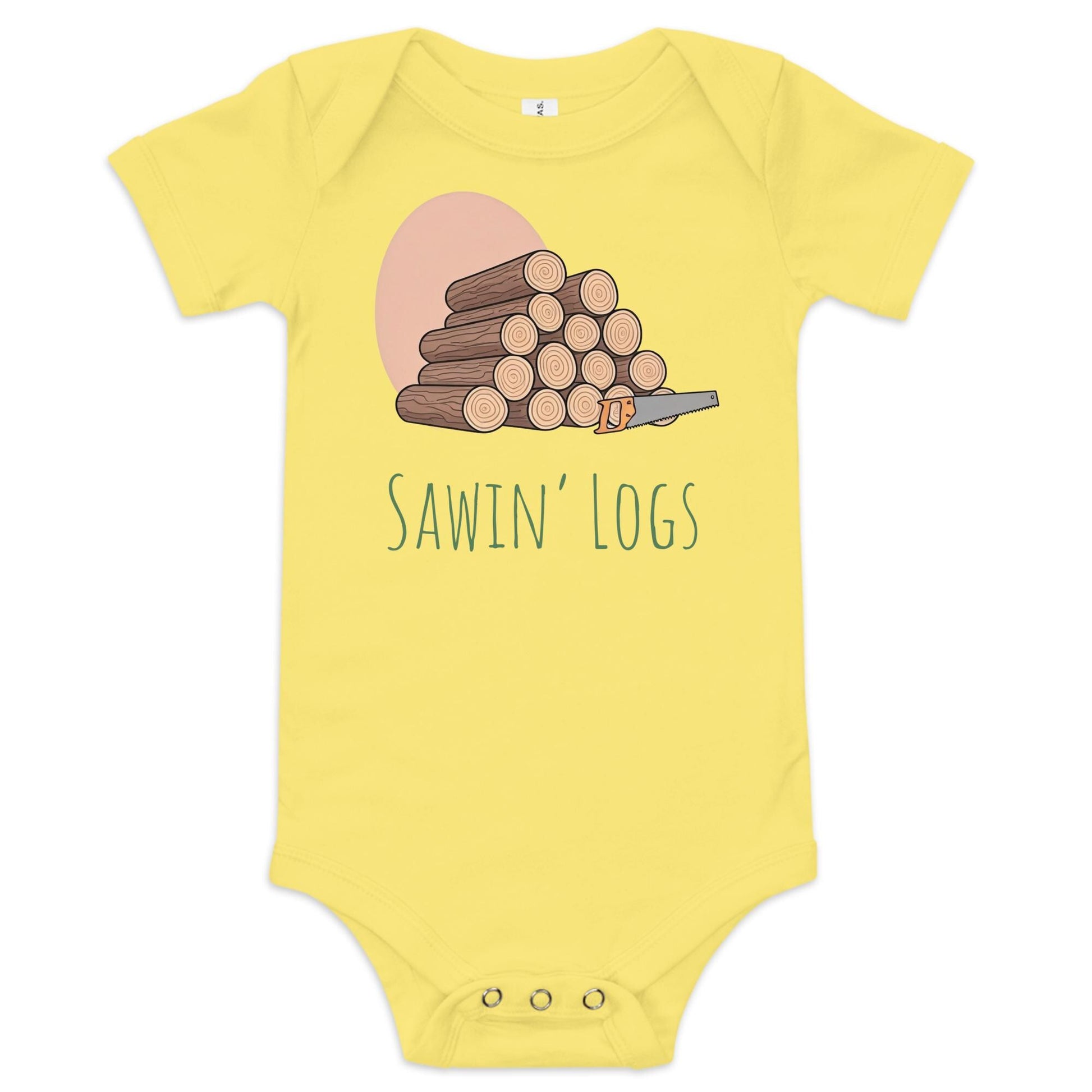 Sawin' Logs Baby Short Sleeve Bodysuit | Nature Lovers Outfit | Adorable Baby Clothes for Outdoor Adventures