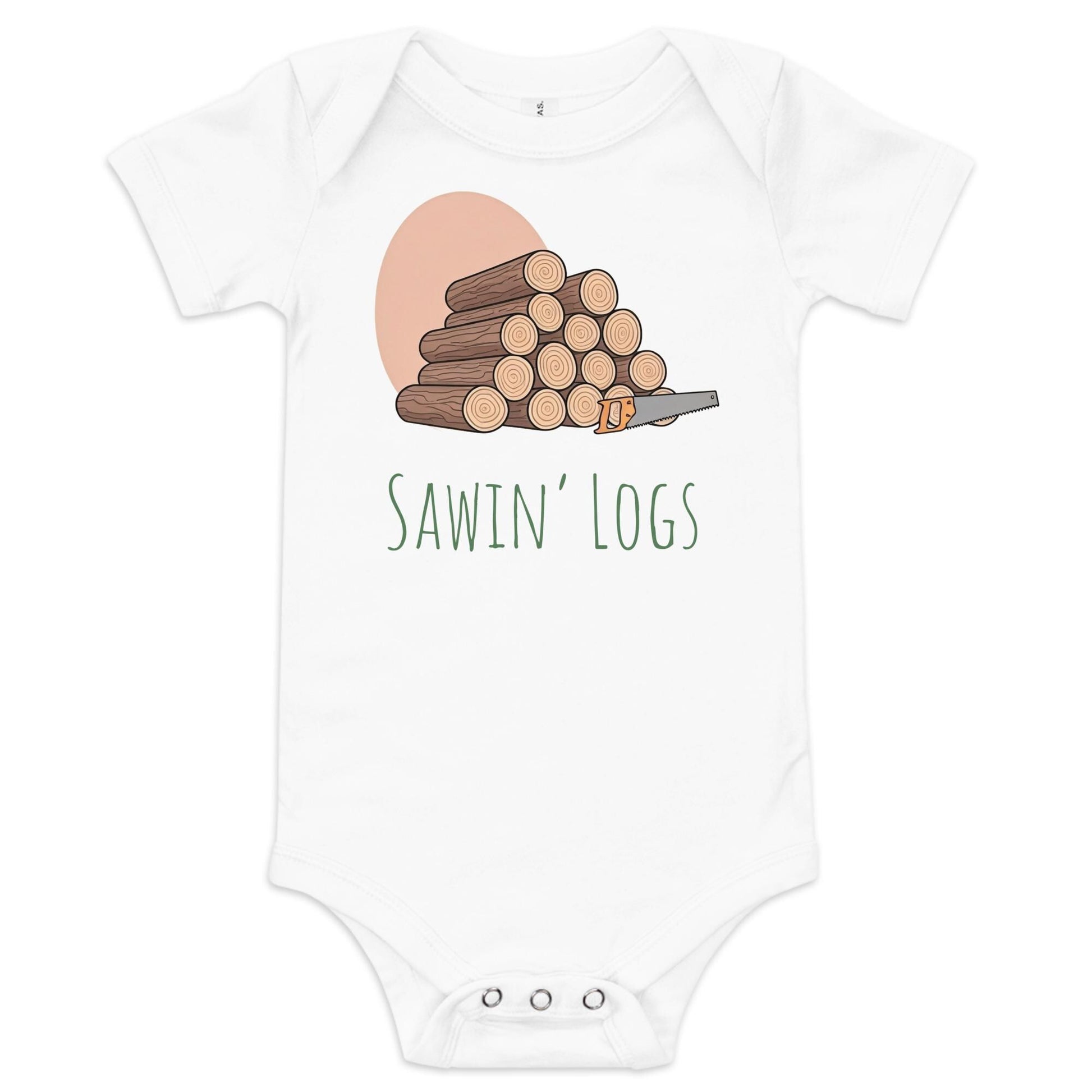 Sawin' Logs Baby Short Sleeve Bodysuit | Nature Lovers Outfit | Adorable Baby Clothes for Outdoor Adventures