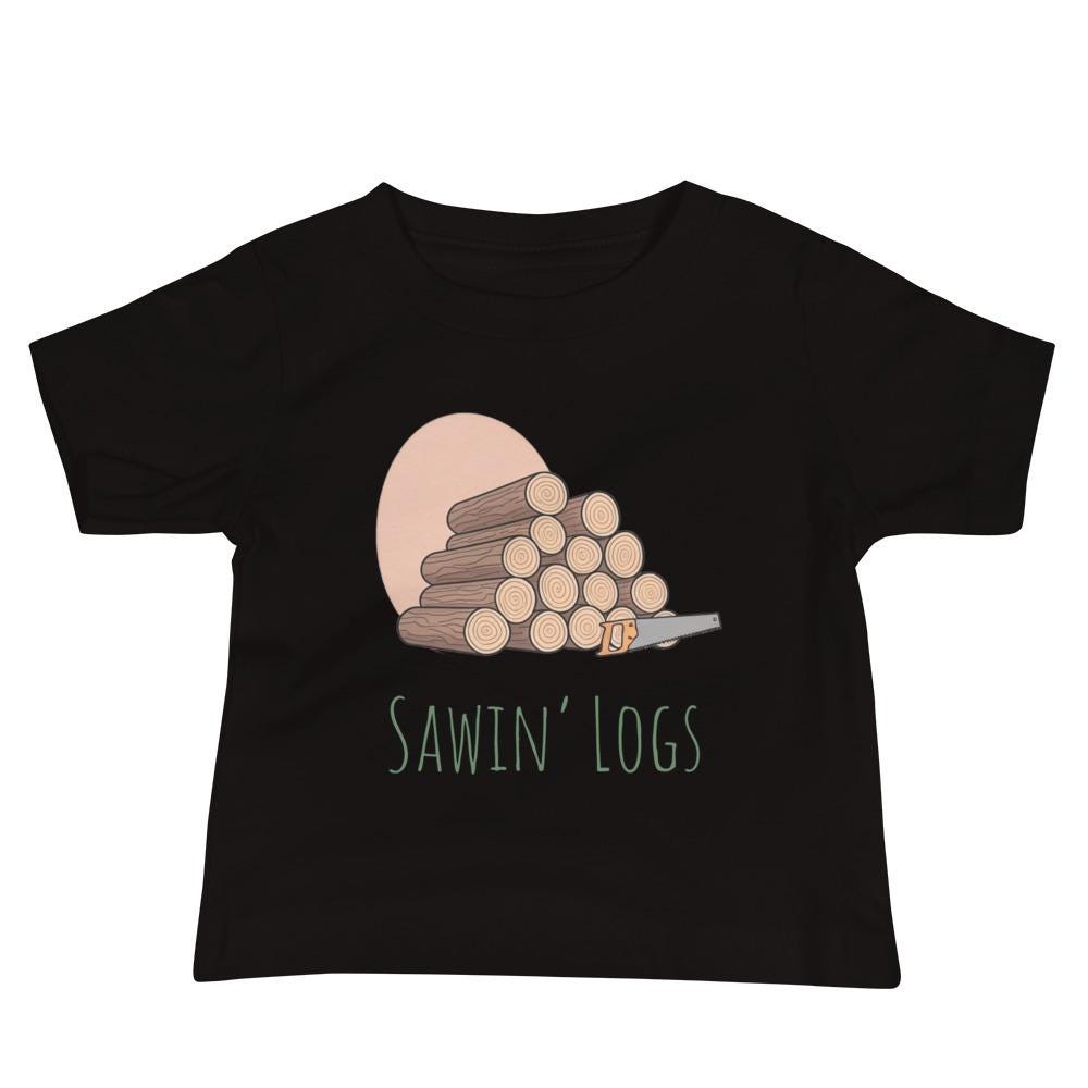 Sawin Logs Baby Short Sleeve Tee | Camping Lovers Baby Shirt & Gift for Nature Lovers | Cute Baby Tee Gift
