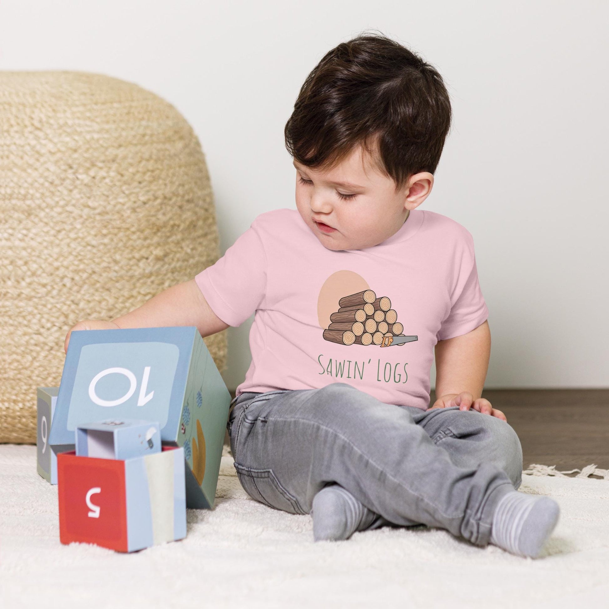 Sawin Logs Baby Short Sleeve Tee | Camping Lovers Baby Shirt & Gift for Nature Lovers | Cute Baby Tee Gift