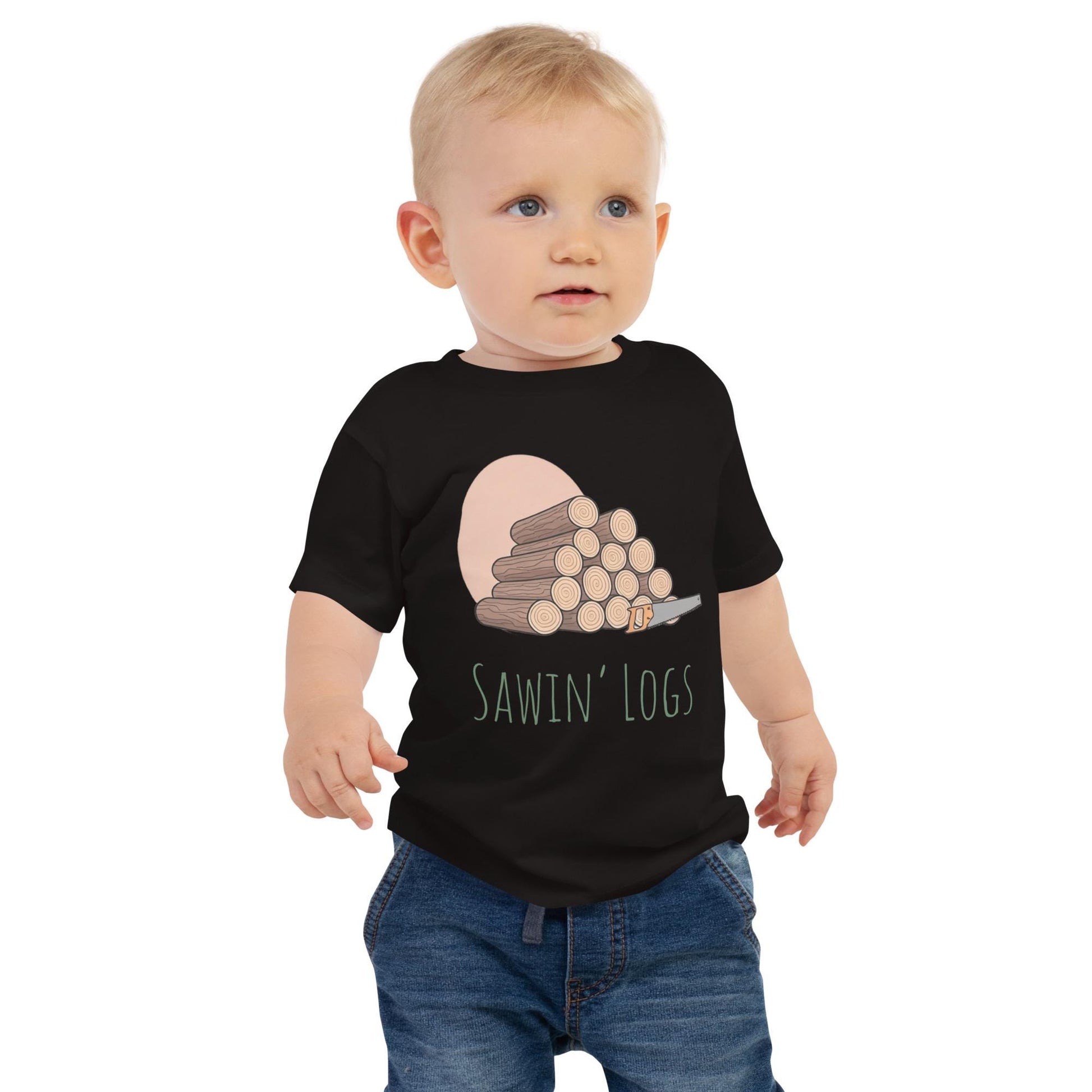 Sawin Logs Baby Short Sleeve Tee | Camping Lovers Baby Shirt & Gift for Nature Lovers | Cute Baby Tee Gift