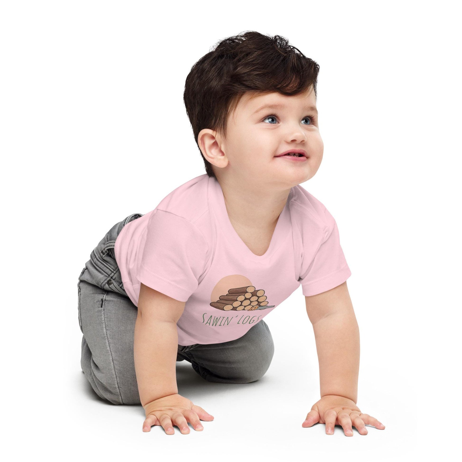 Sawin Logs Baby Short Sleeve Tee | Camping Lovers Baby Shirt & Gift for Nature Lovers | Cute Baby Tee Gift