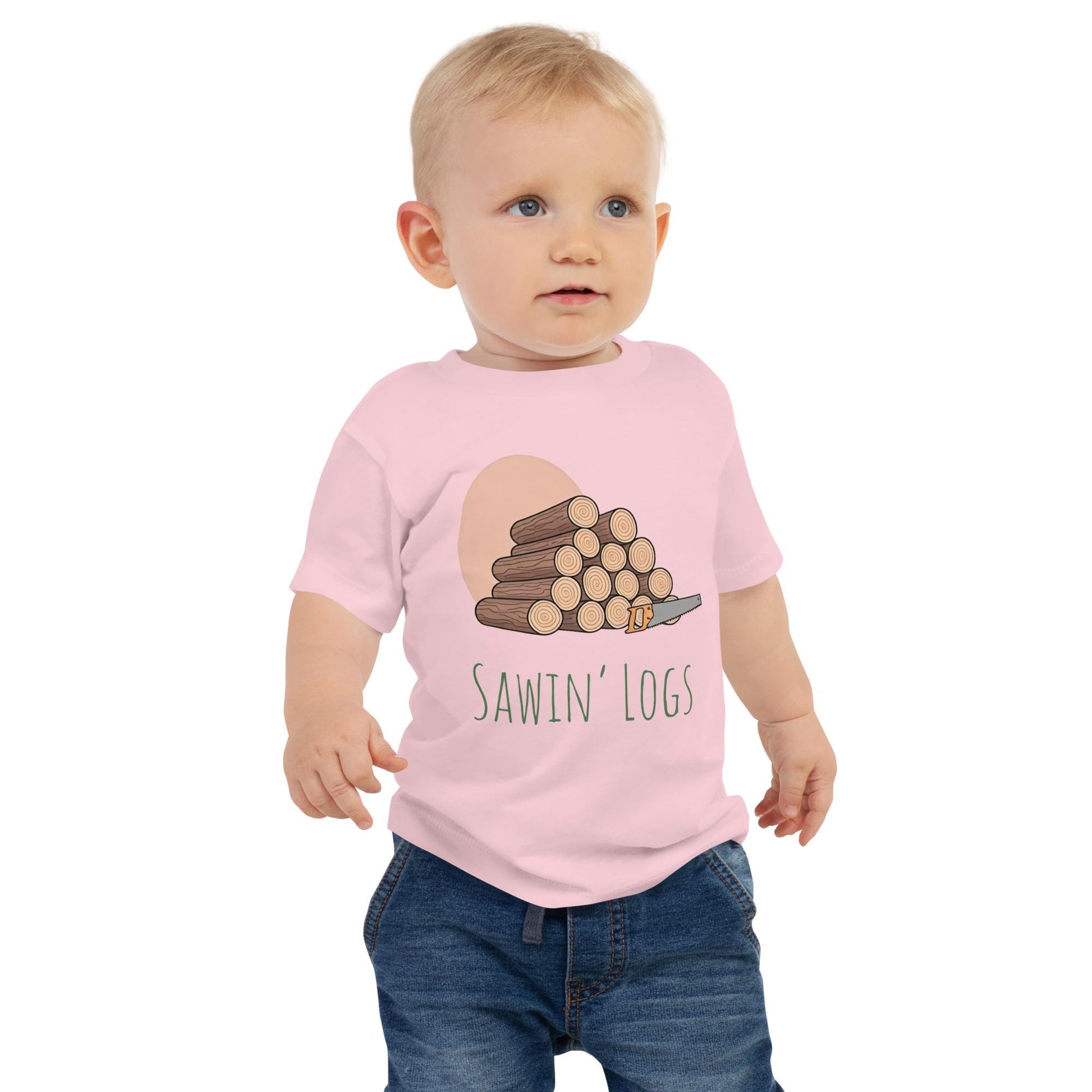 Sawin Logs Baby Short Sleeve Tee | Camping Lovers Baby Shirt & Gift for Nature Lovers | Cute Baby Tee Gift