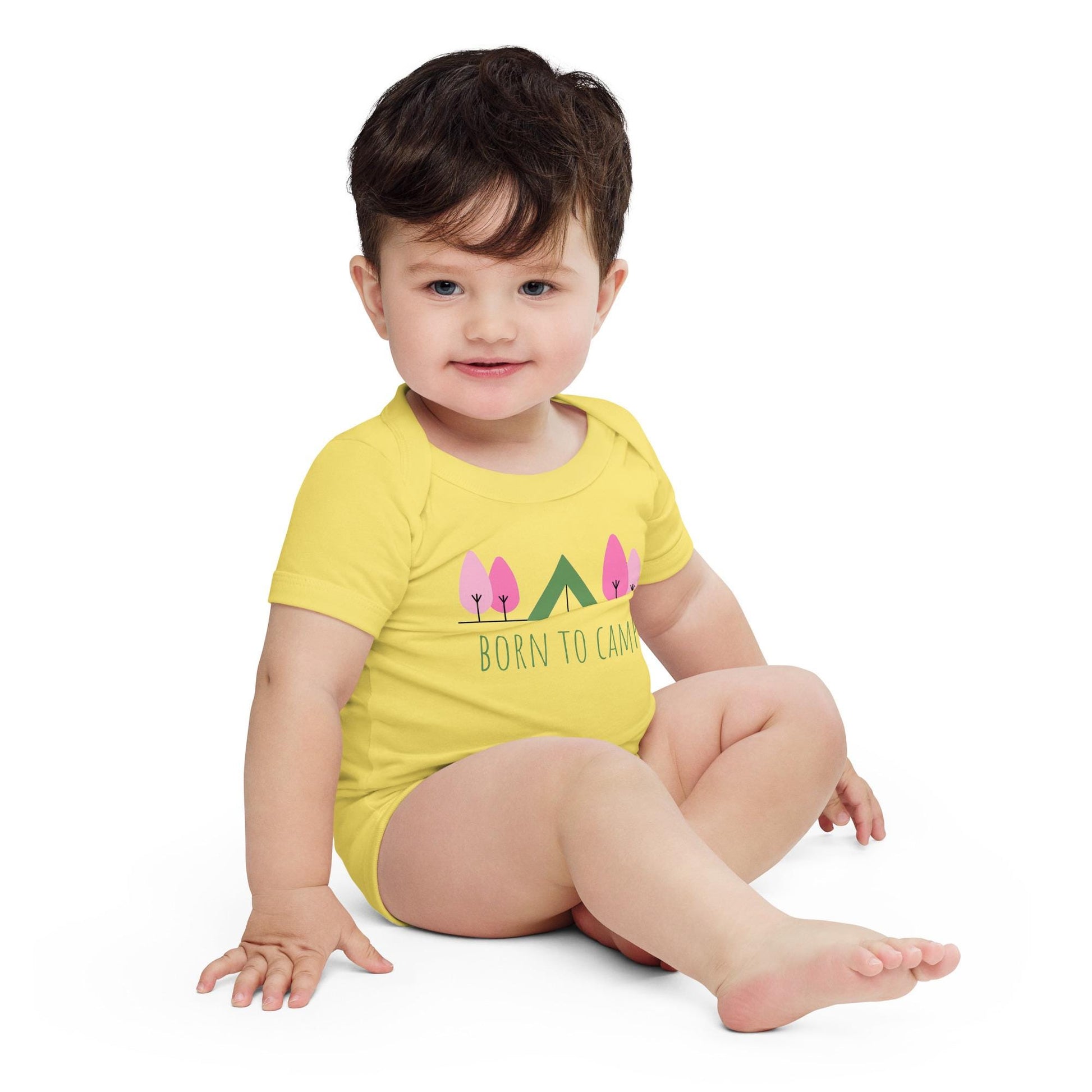 Born to Camp Onesie | Baby Short Sleeve One Piece | Cute Baby Bodysuit For Camping Lovers | Nature Baby Onesie Gift