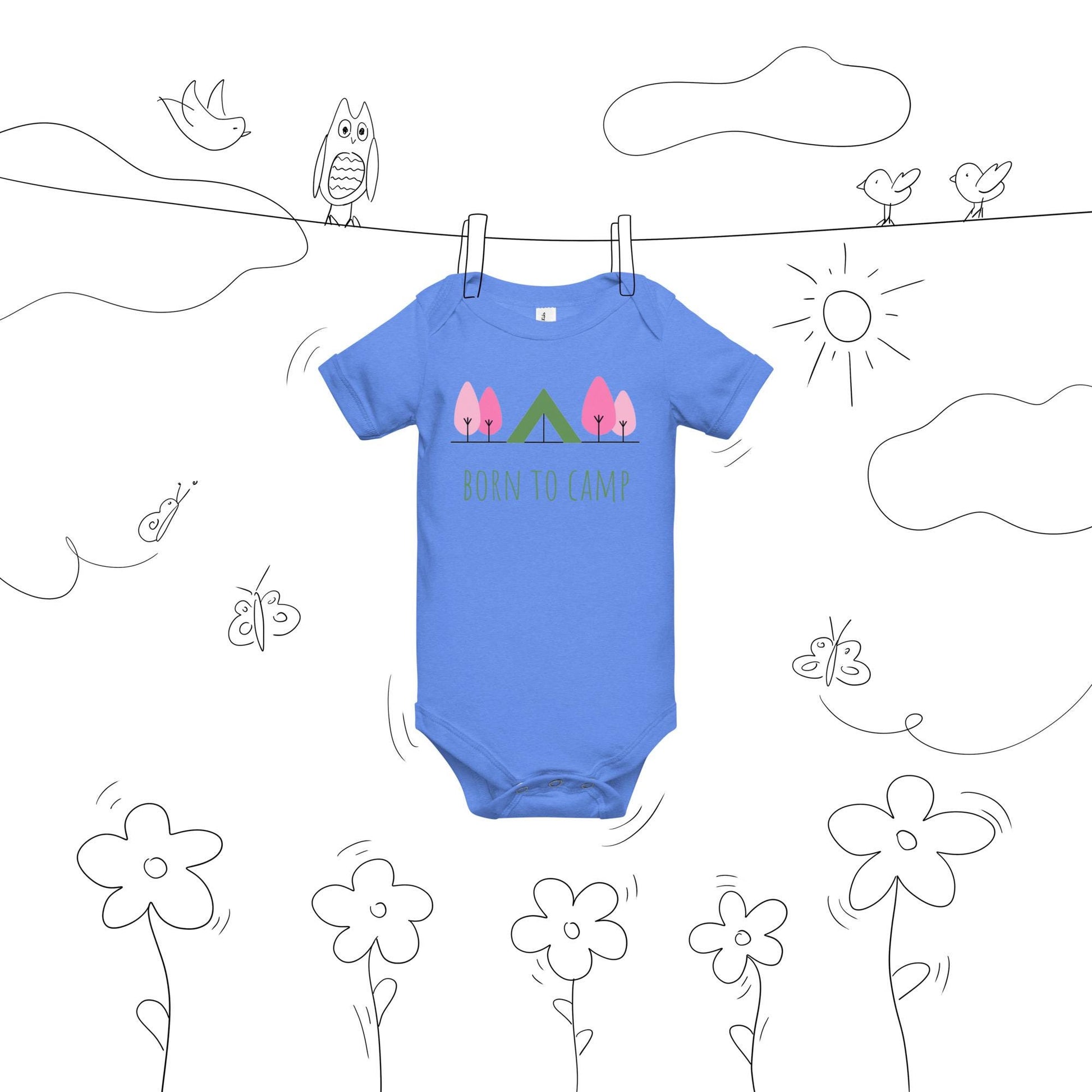 Born to Camp Onesie | Baby Short Sleeve One Piece | Cute Baby Bodysuit For Camping Lovers | Nature Baby Onesie Gift