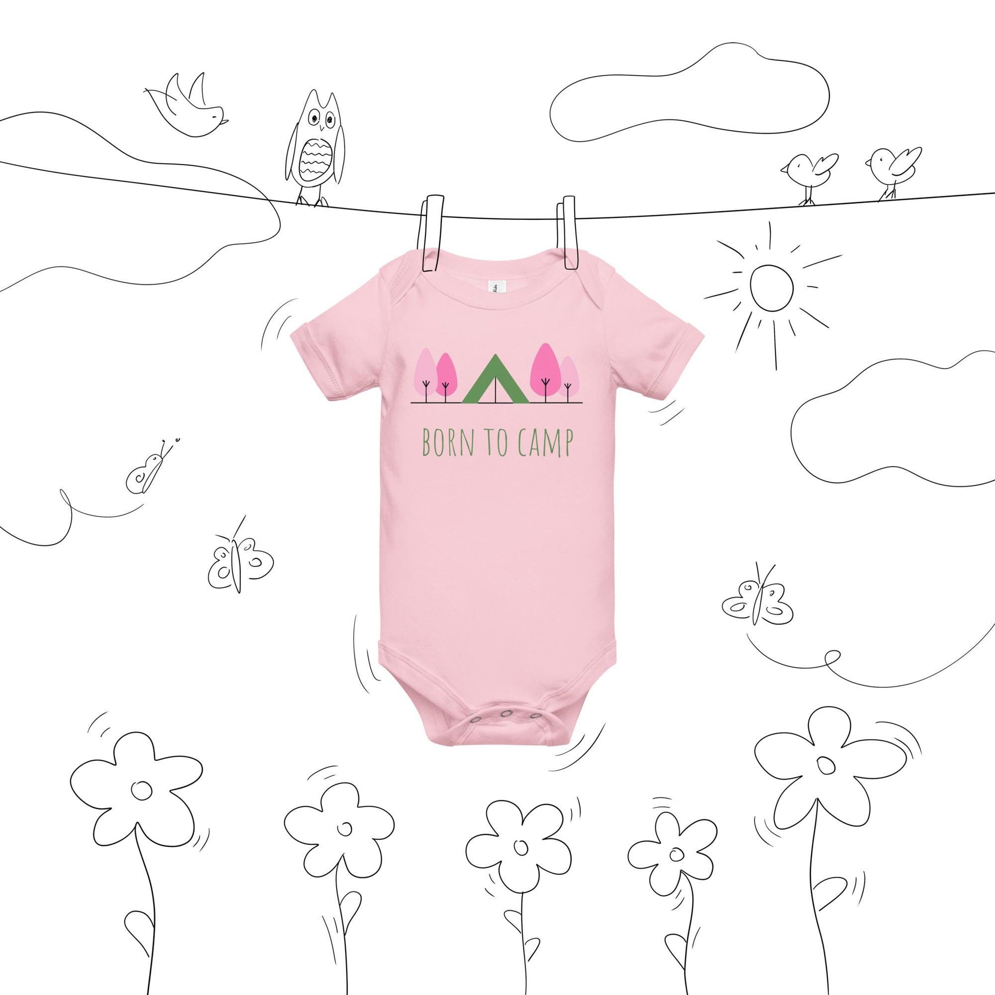 Born to Camp Onesie | Baby Short Sleeve One Piece | Cute Baby Bodysuit For Camping Lovers | Nature Baby Onesie Gift