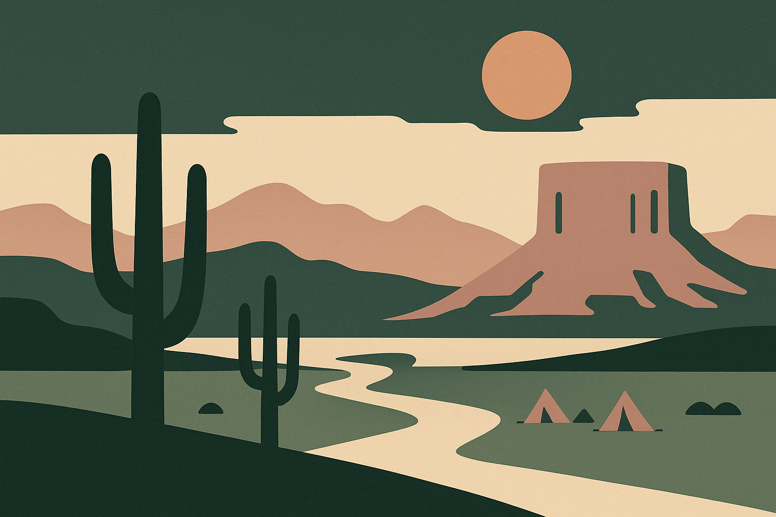 Low-fi Arizona desert landscape