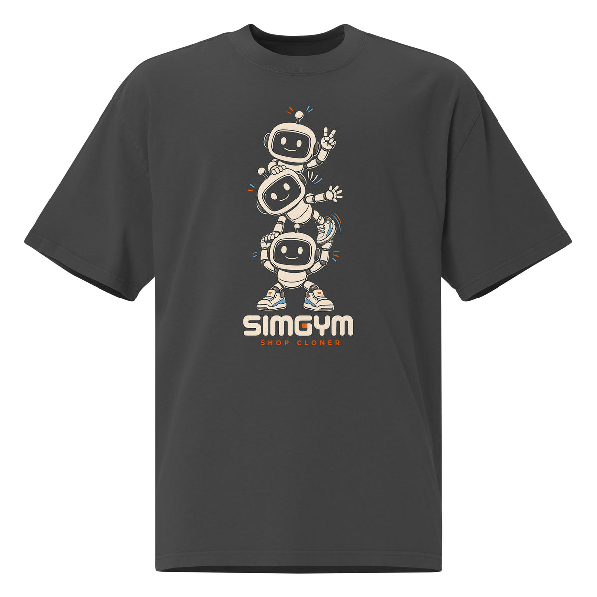 SimGym Clone Crew T-Shirt in Faded Black - front view
