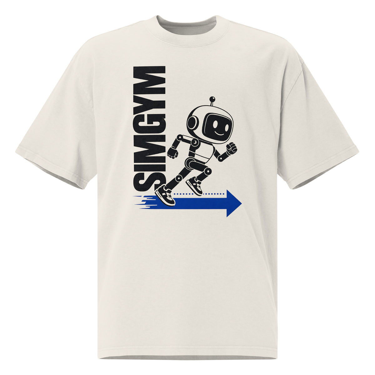 SimGym Motion Diagram T-Shirt in Faded Bone - front view