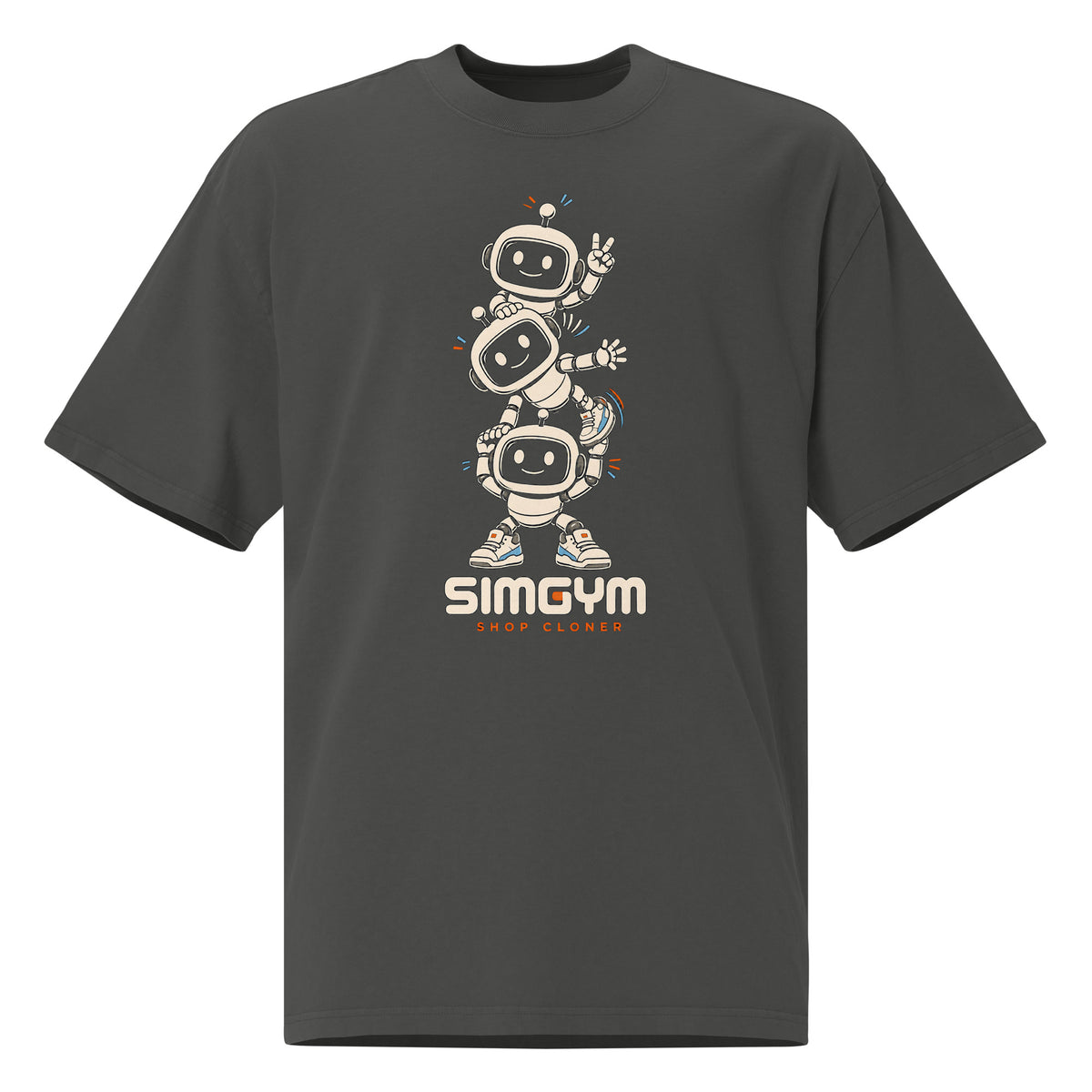 SimGym Clone Crew T-Shirt in Faded Coal - front view