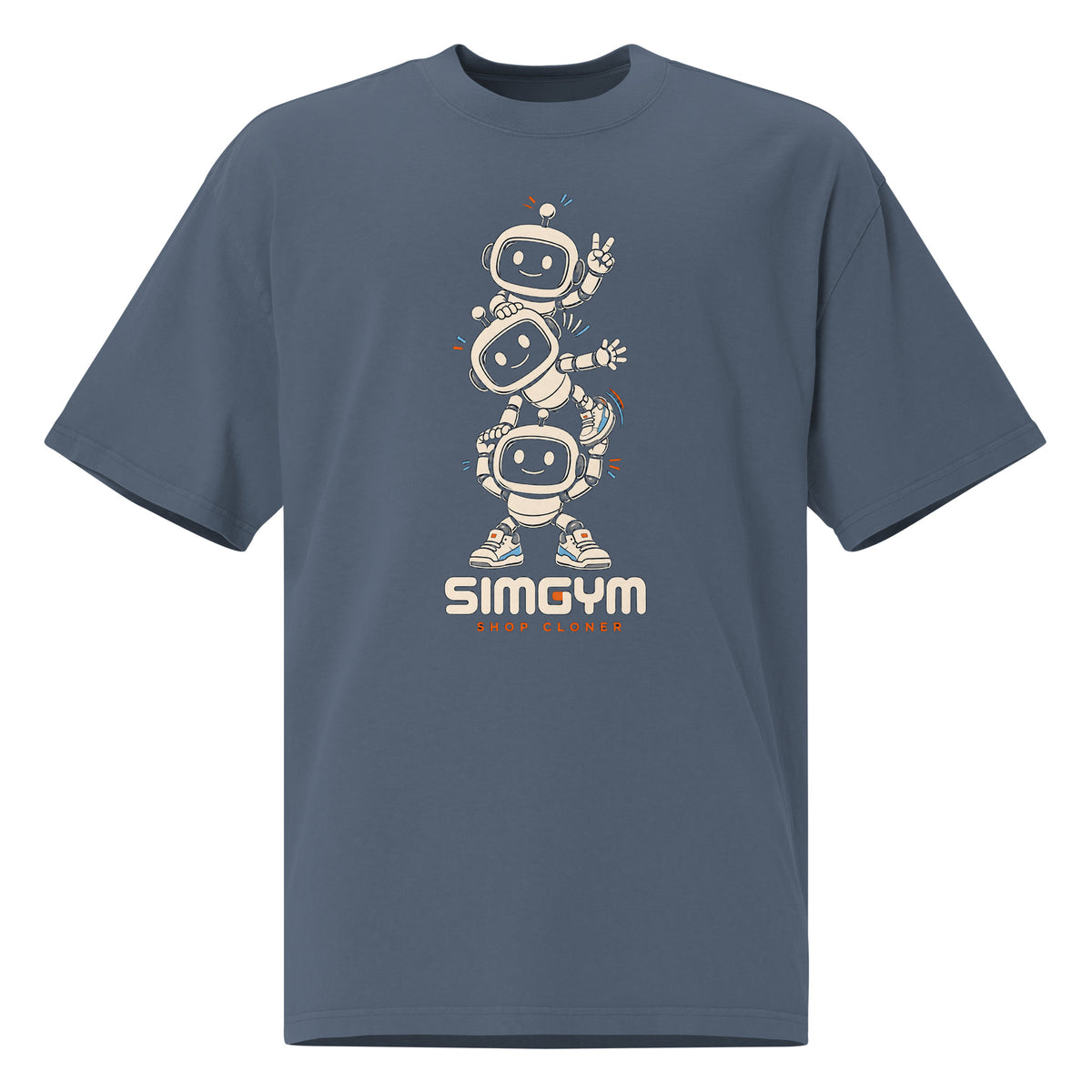 SimGym Clone Crew T-Shirt in Faded Indigo - front view