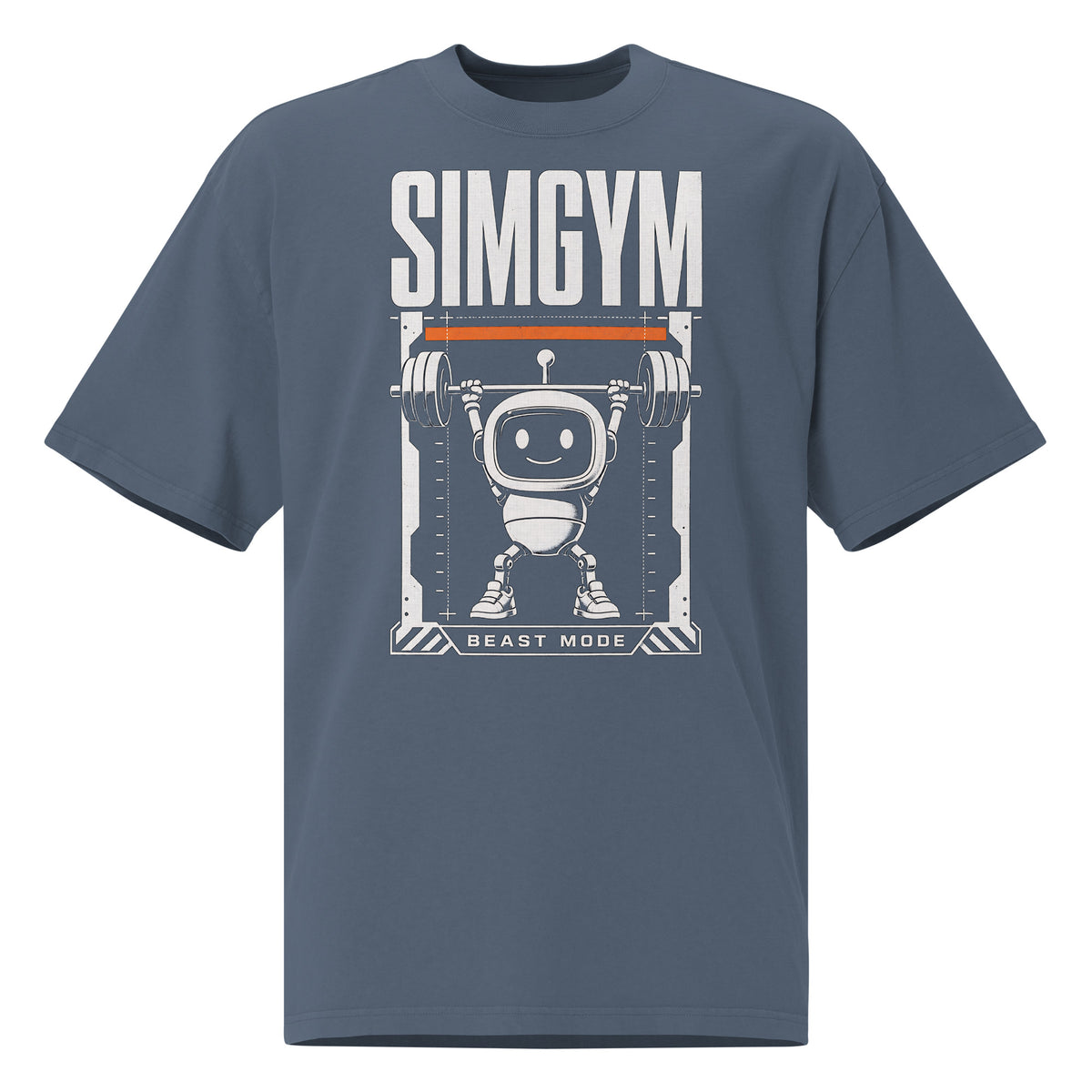 SimGym Load Frame T-Shirt in Faded Indigo - front view