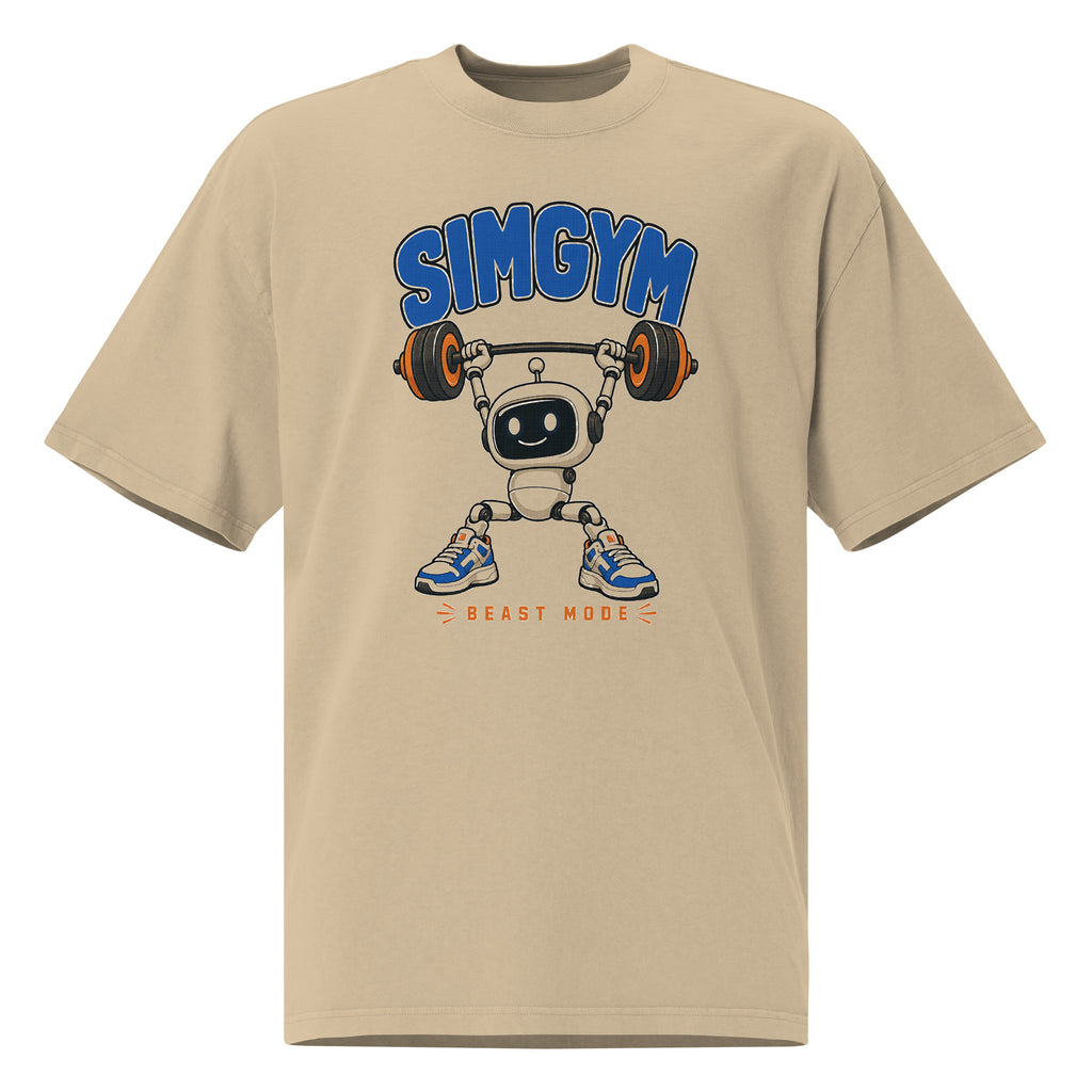 SimGym Heavy Lift T-Shirt in Faded Khaki - front view