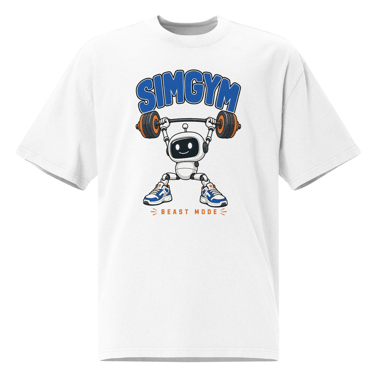 SimGym Heavy Lift T-Shirt in Faded White - front view