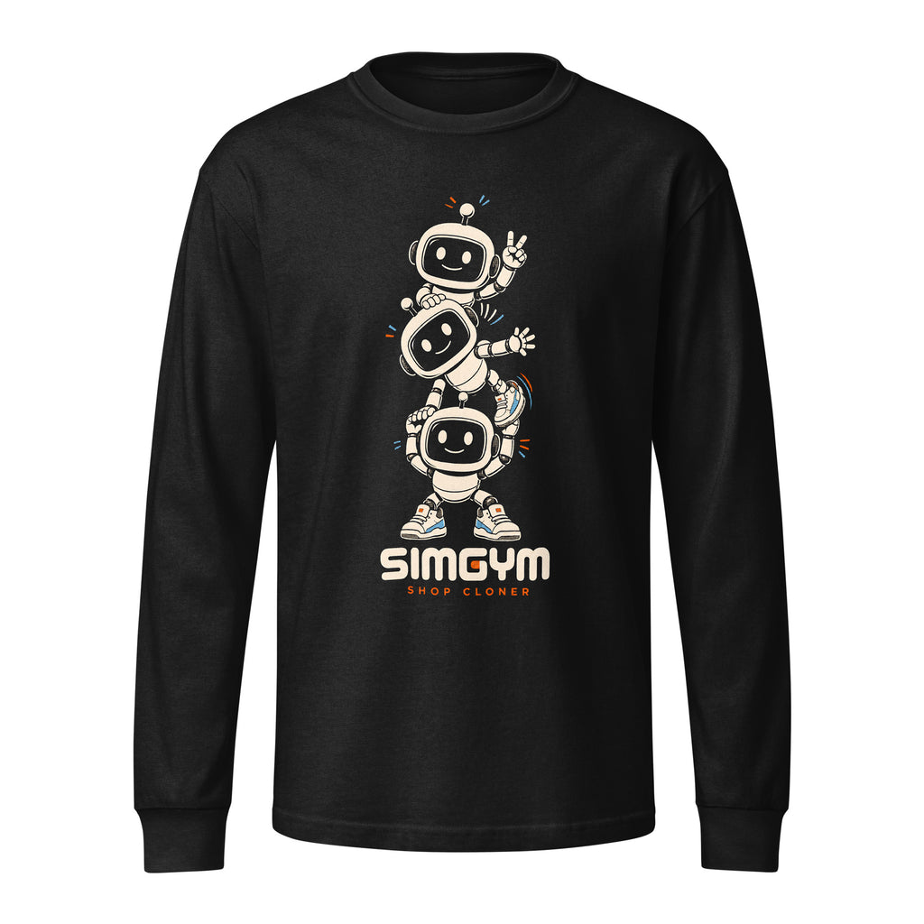 SimGym Clone Crew Long Sleeve in Black - front view
