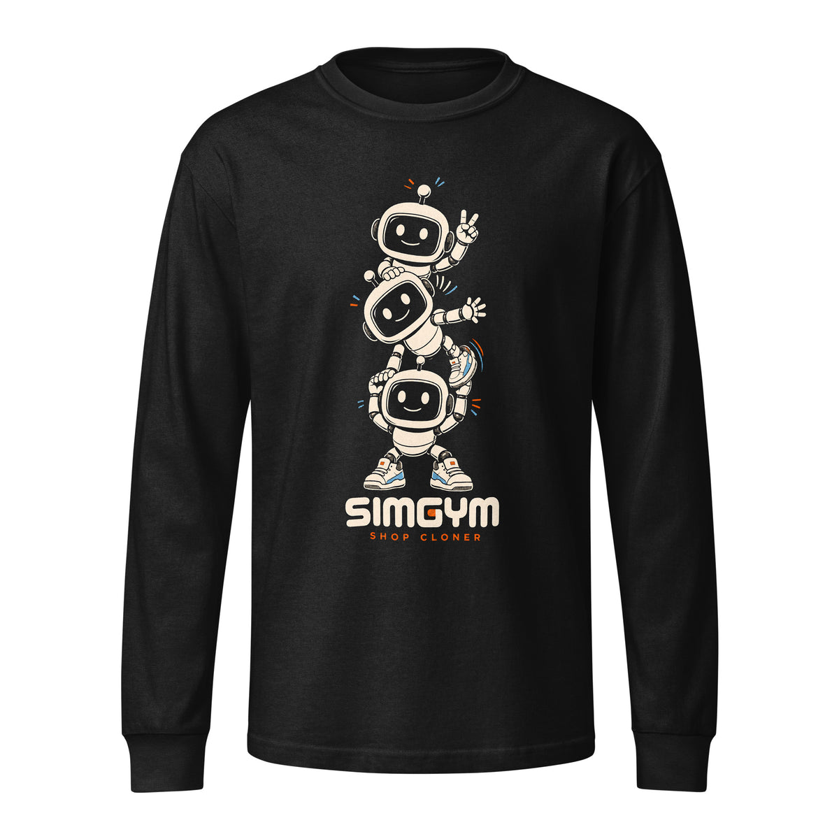SimGym Clone Crew Long Sleeve in Black - front view