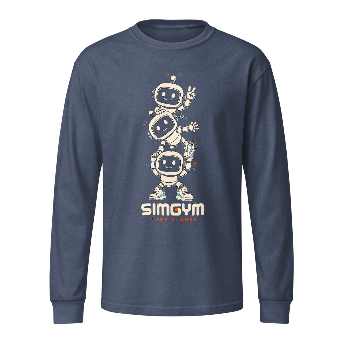 SimGym Clone Crew Long Sleeve in Washed Navy - front view
