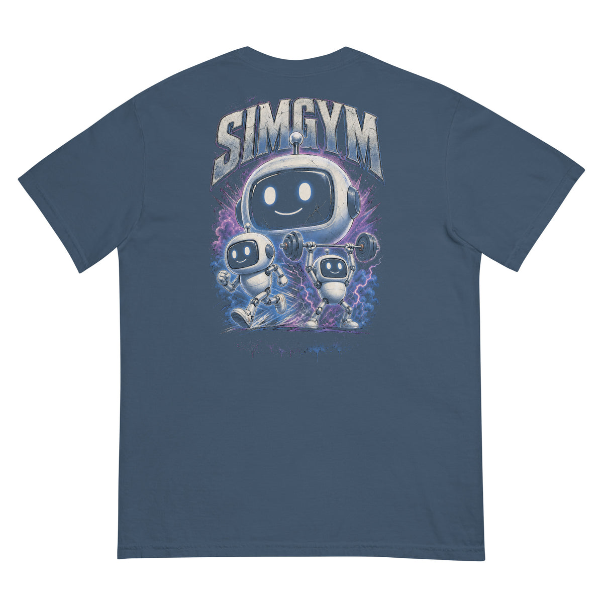 SimGym Robot Bootleg T-Shirt in Midnight - back view