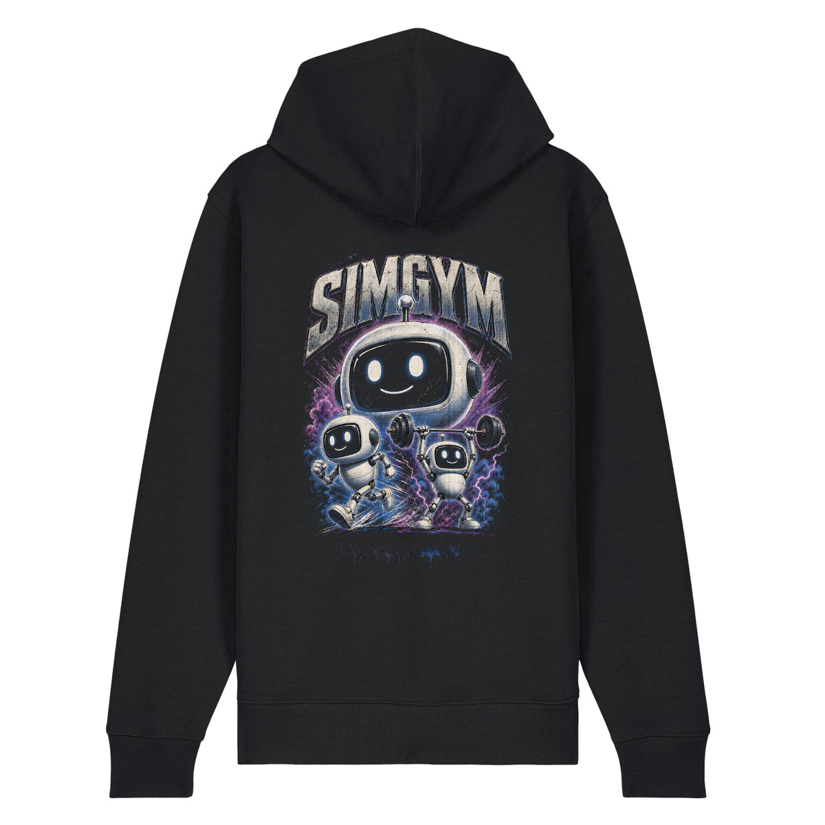 SimGym Robot Bootleg Zip Hoodie in Black - back view