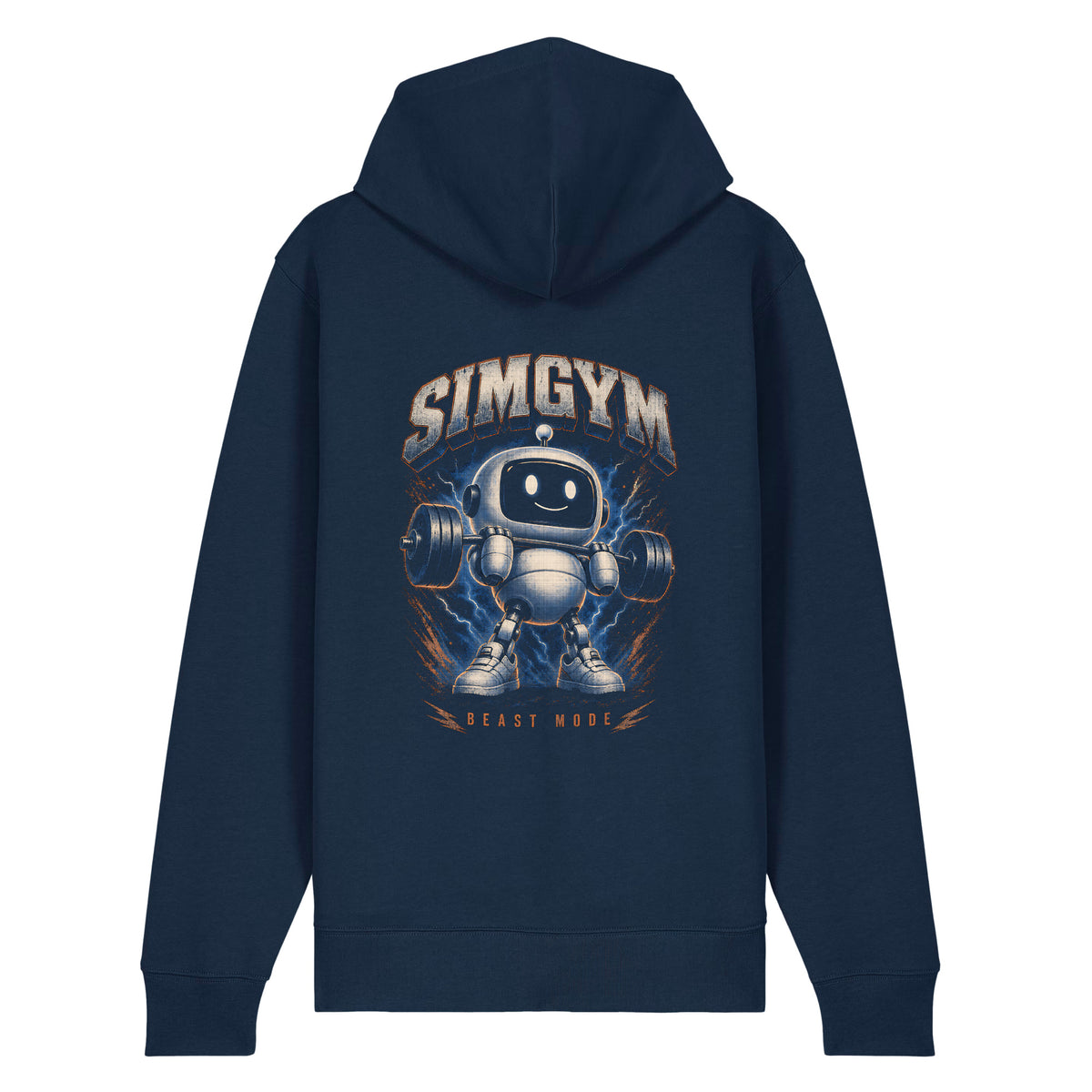 SimGym Beast Mode Zip Hoodie in French Navy - back view