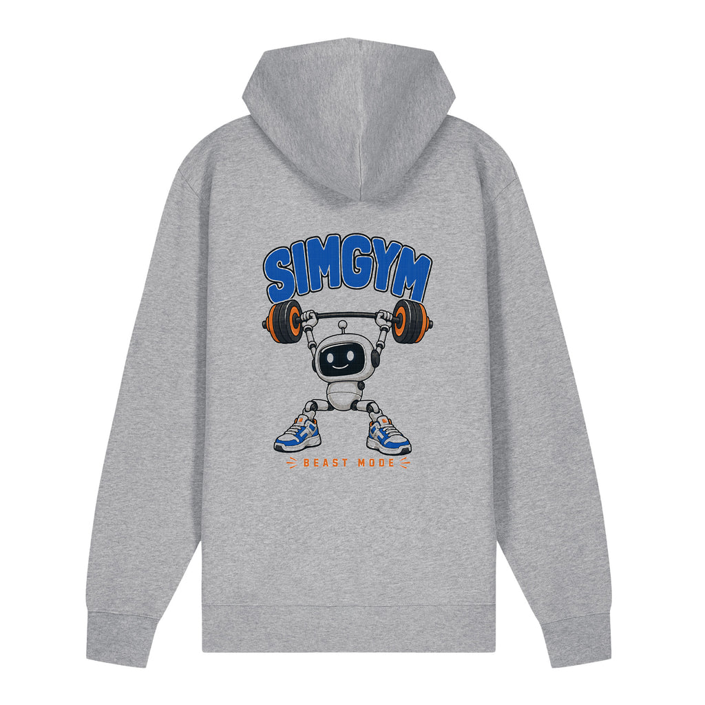 SimGym Heavy Lift Zip Hoodie in Heather Grey - back view