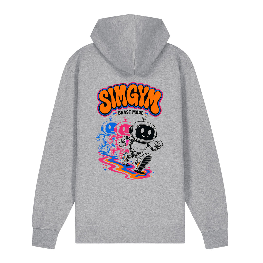 SimGym Echo Run Zip Hoodie in Heather Grey - back view