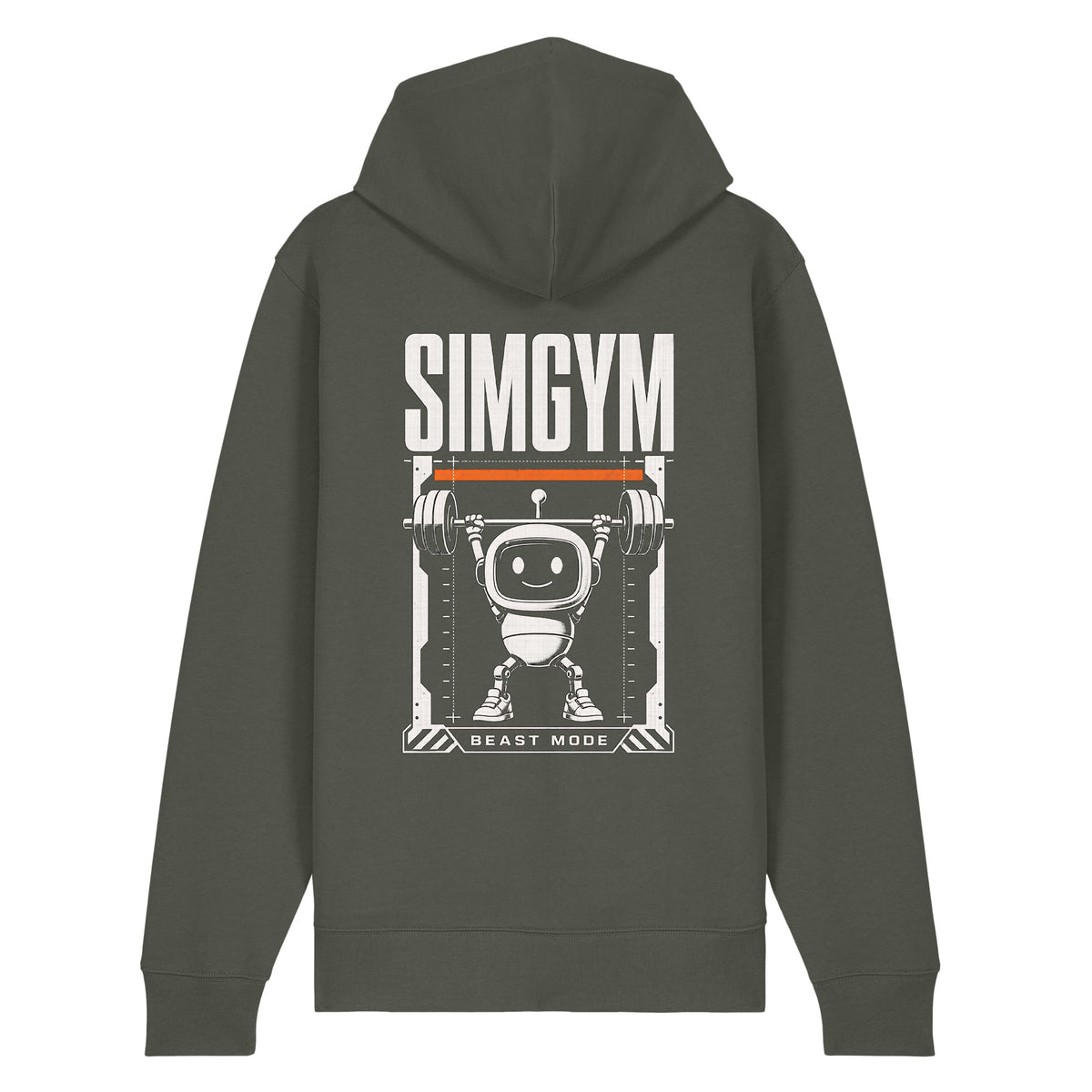 SimGym Load Frame Zip Hoodie in Khaki Green - back view