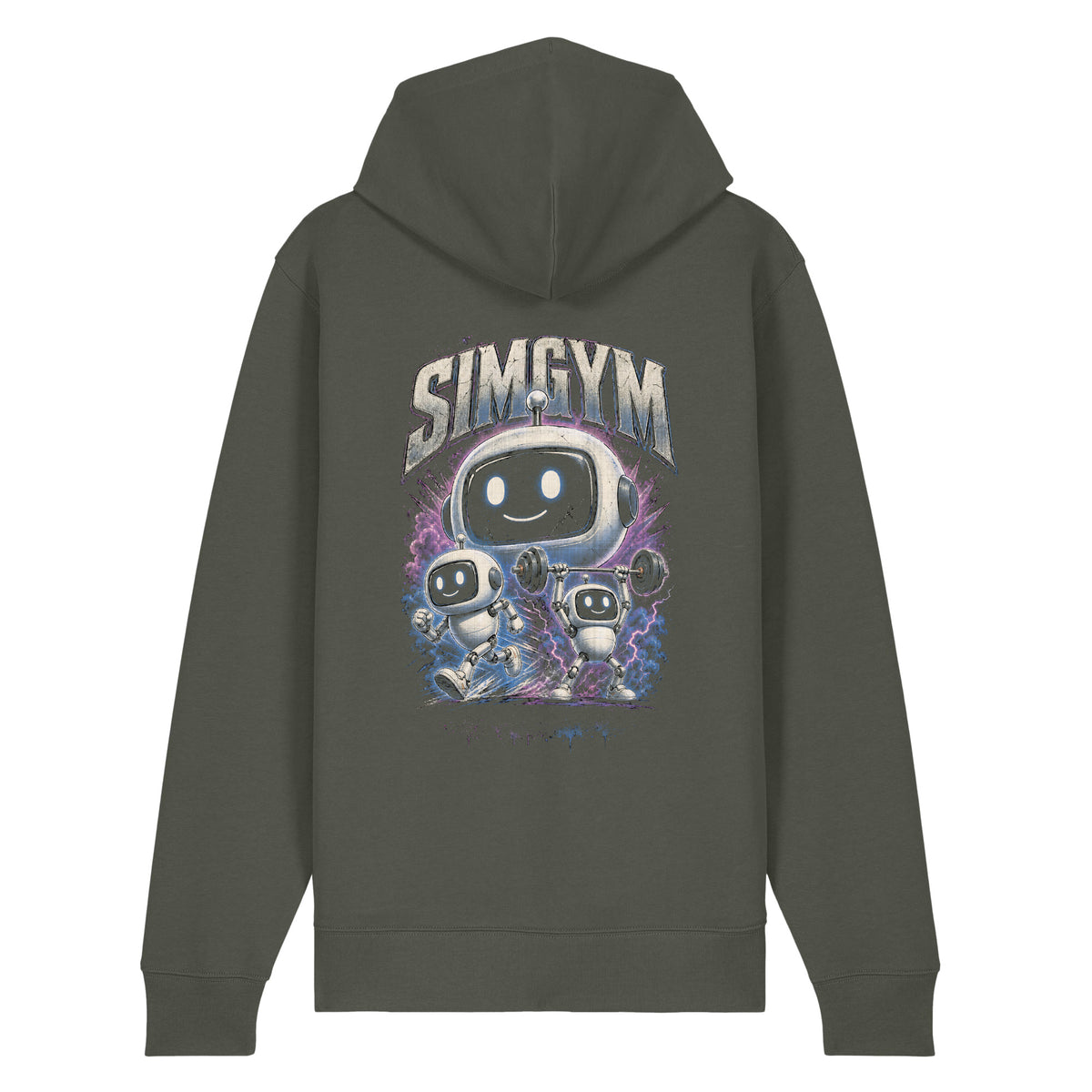 SimGym Robot Bootleg Zip Hoodie in Khaki Green - back view