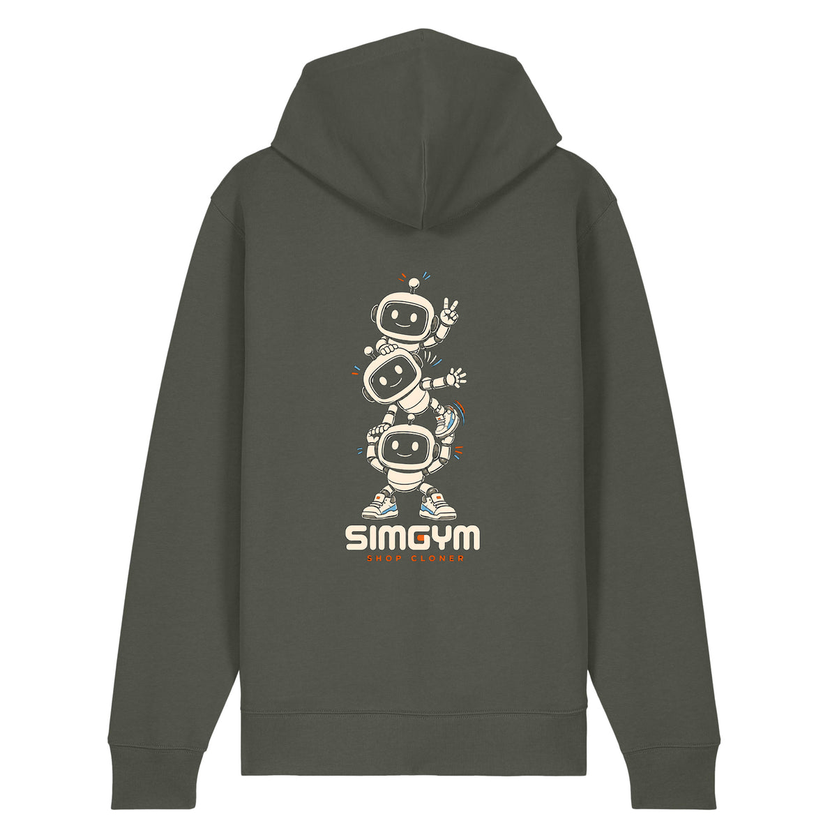 SimGym Clone Crew Zip Hoodie in Khaki Green - back view