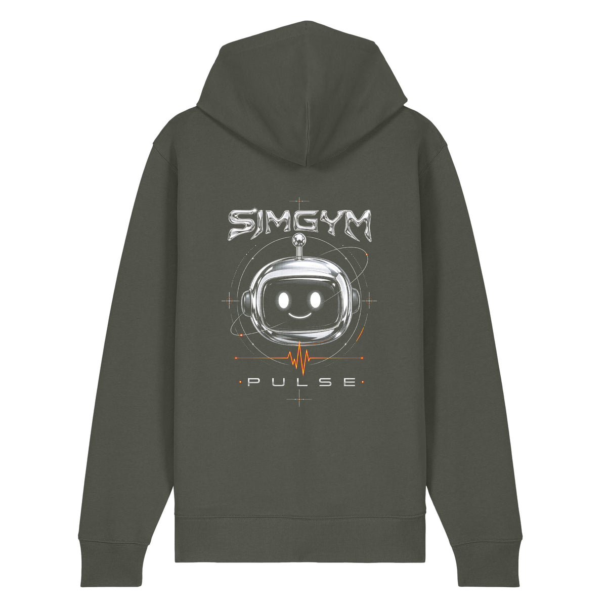 SimGym Chrome Signal Zip Hoodie in Khaki Green - back view