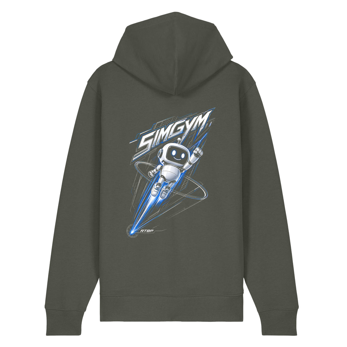 SimGym Vector Launch Zip Hoodie in Khaki Green - back view