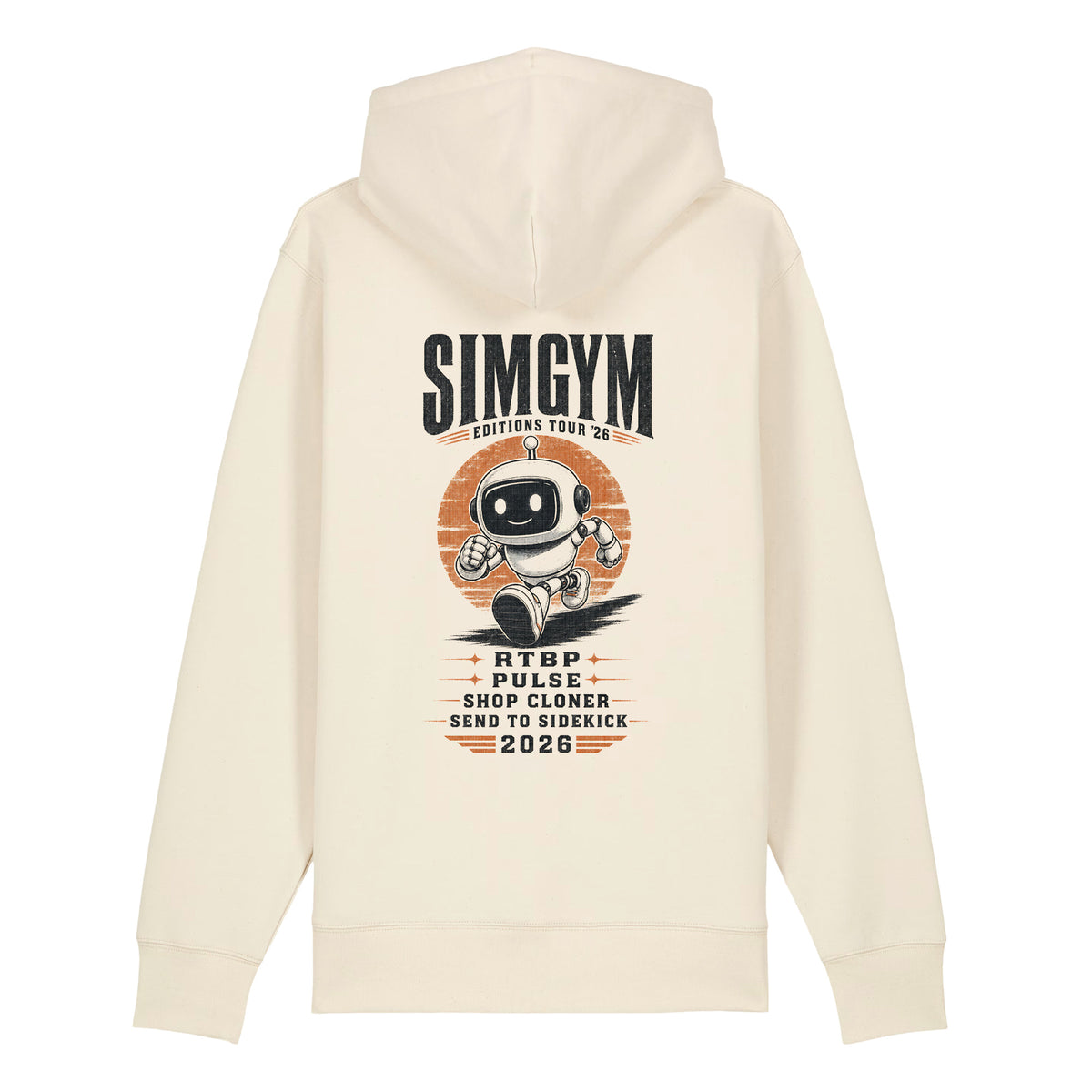 SimGym Editions Tour '26 Zip Hoodie in Natural Raw - back view