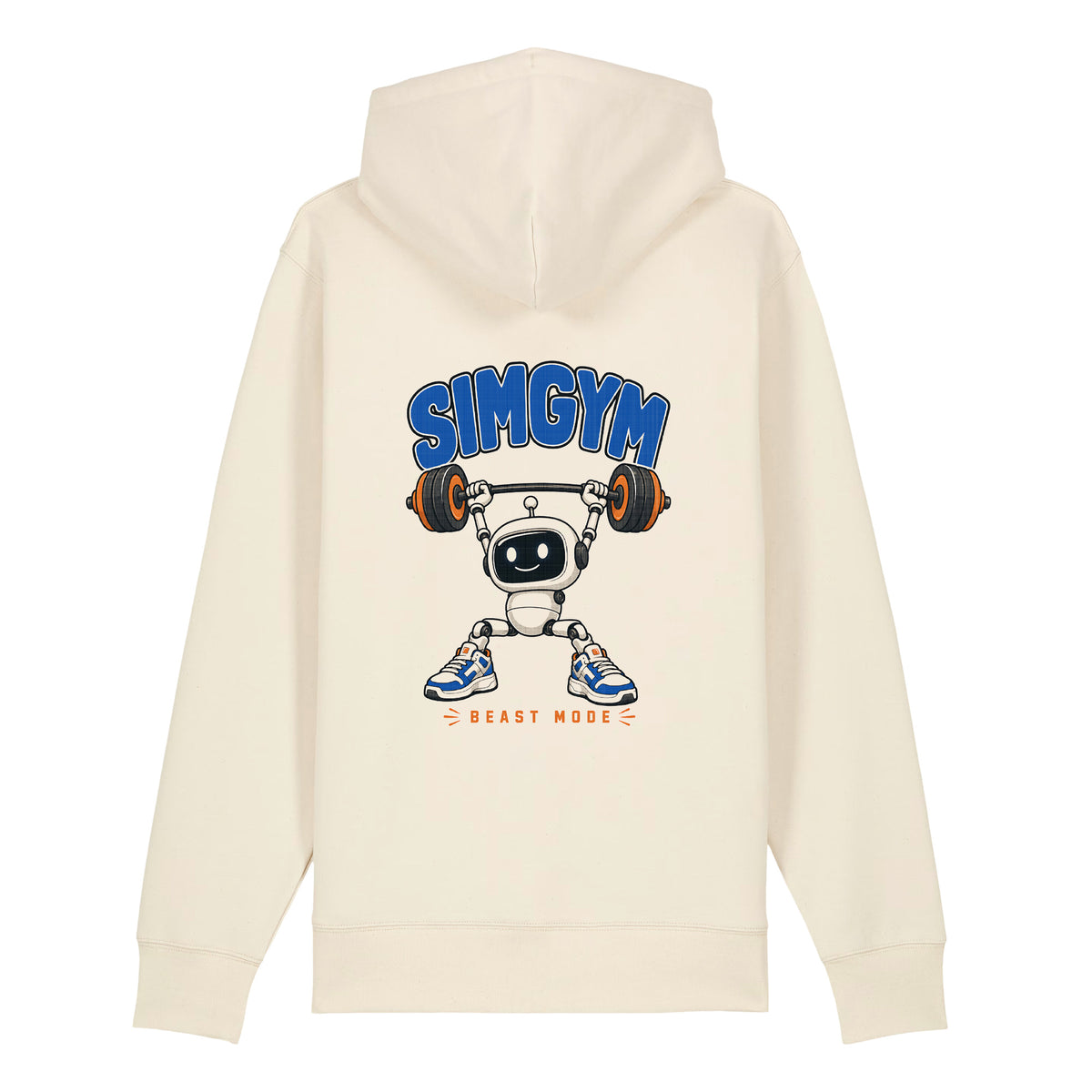 SimGym Heavy Lift Zip Hoodie in Natural Raw - back view